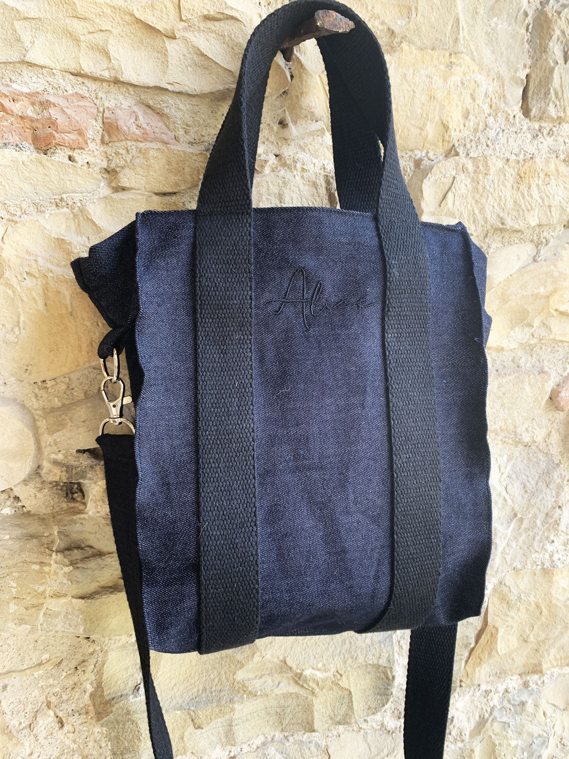 Borsa Candy Bag in jeans personalizzata con scritta Alice